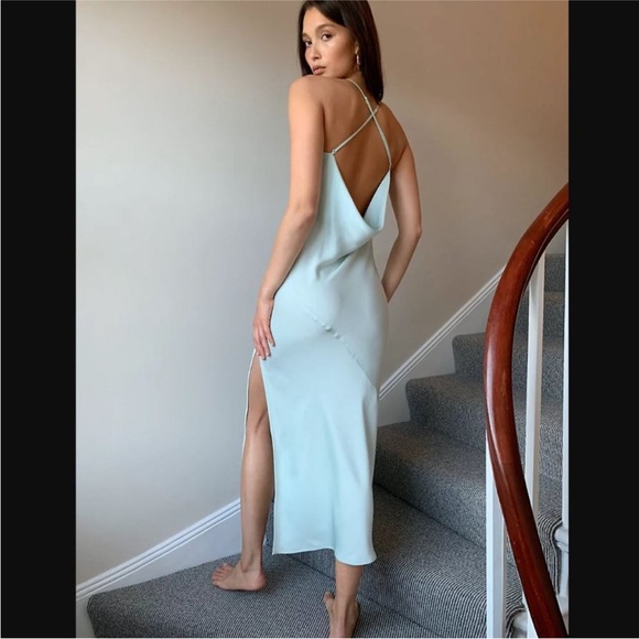 Aritzia Dresses & Skirts - Aritzia Babaton Bellamy Cross Strap Plunge Back Satin Maxi Dress